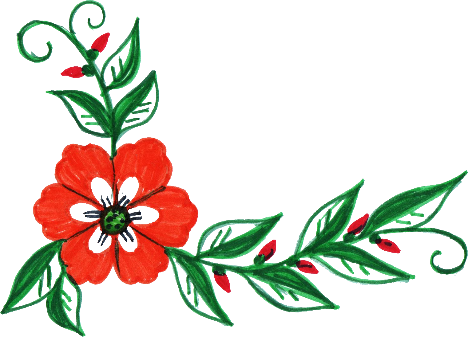 Free Download - Transparent Floral Corner Clip Art Png (1522x1097)