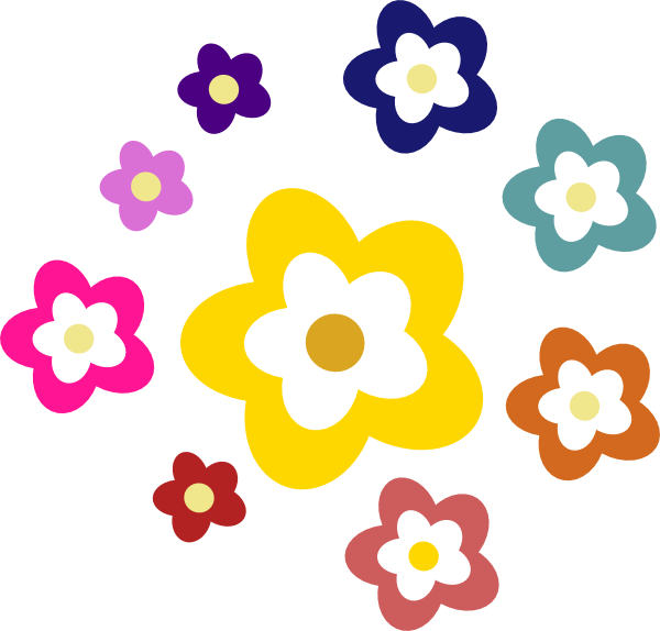 Colorful Flowers Clipart Png (600x574)