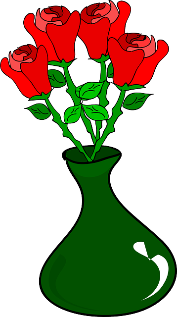 Jar Vase, Roses, Flowers, Jar - Vase Of Roses Clipart (358x640)