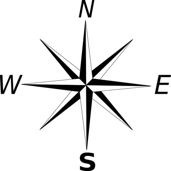 Compass Rose Cliparts - Cardinal And Intermediate Directions (570x571)