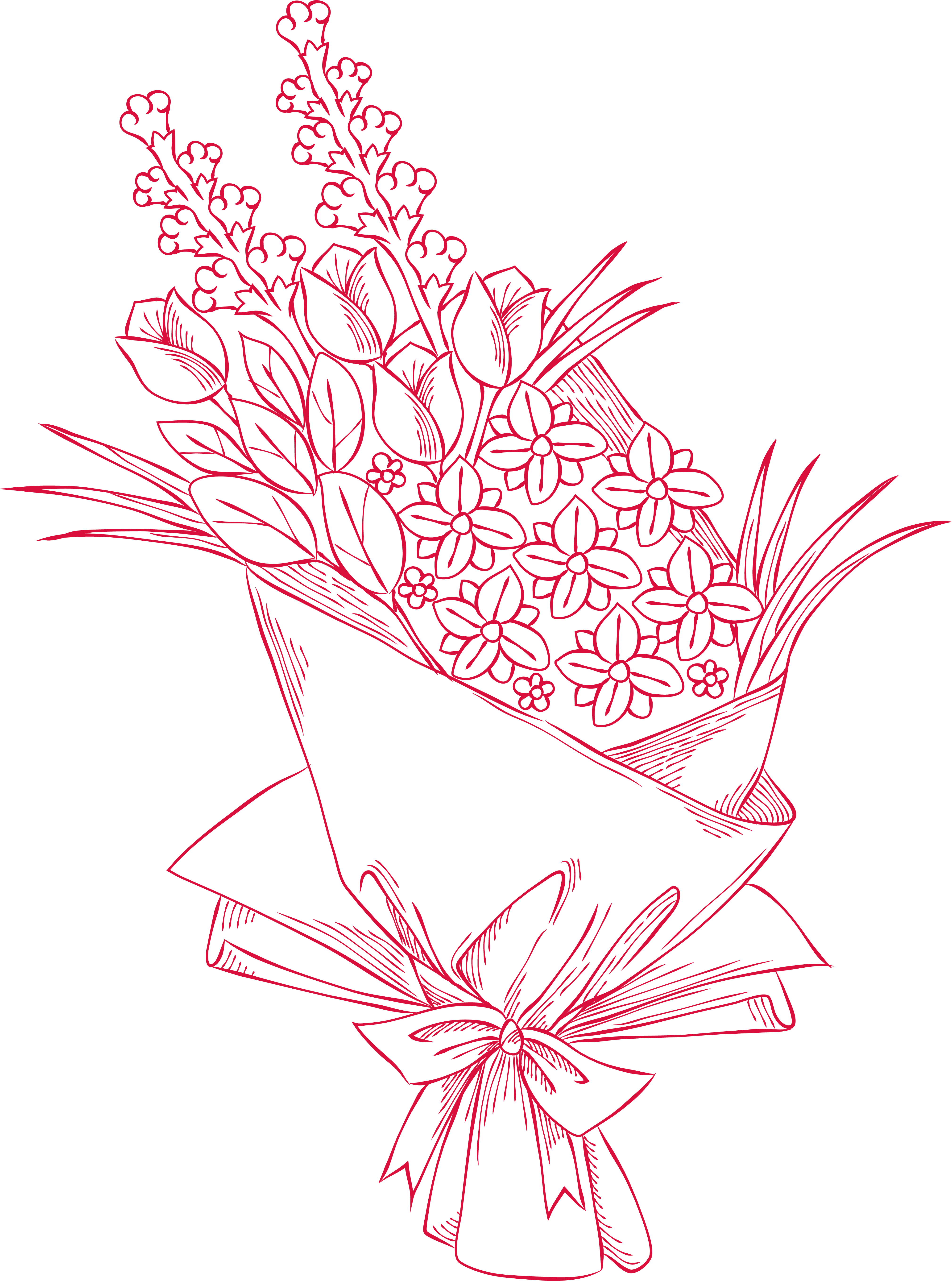 Pink Flower Bouquet Floral Design Drawing - Drawing (6250x6250)