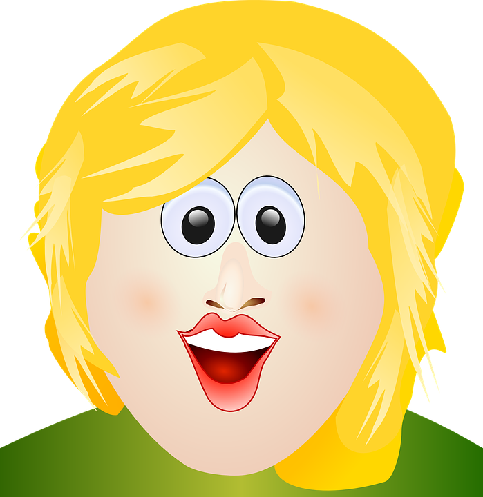 Short Hair Clipart Mom Face - Ugly Blonde Cartoon Girl (699x720)