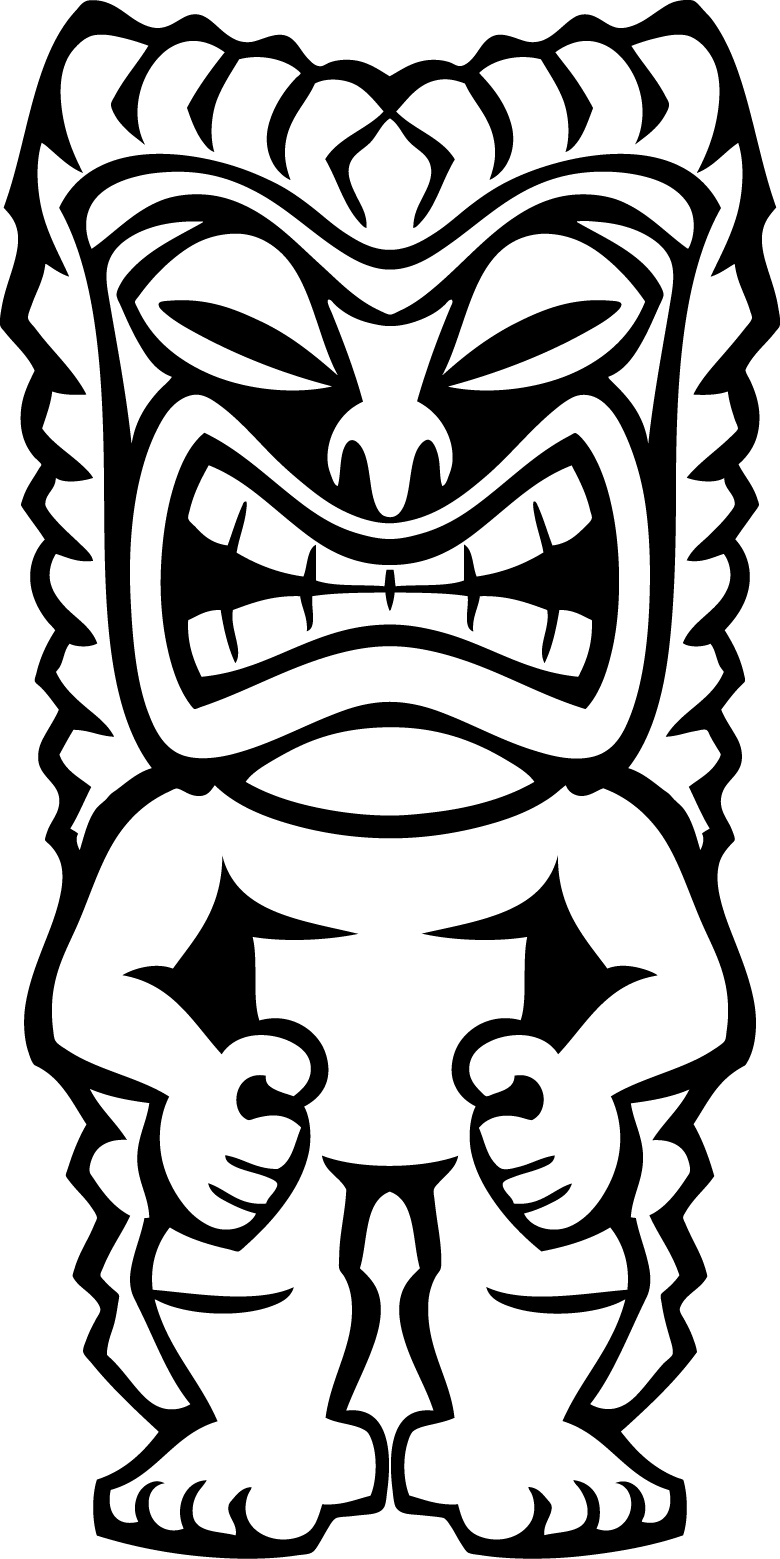 Elegant Hawaiian Clip Art Black And White - Tiki Face Coloring Page (780x1559)