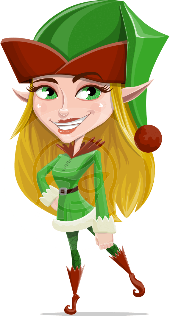 A Female Elf Vector Cartoon Dressed In A Christmas - Female Elf For Christmas (571x1060)