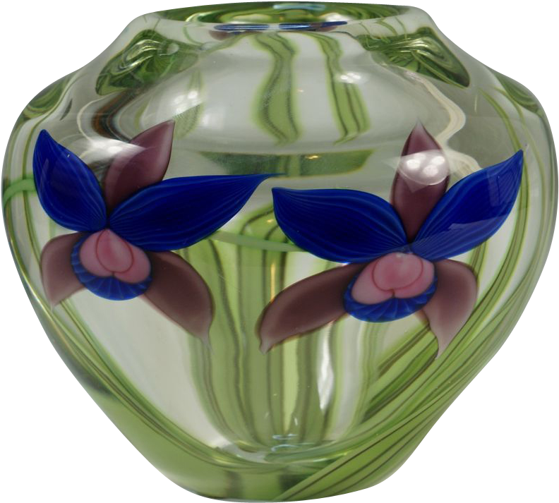 Orient & Flume Orchid Paperweight Vase Signed By Artist - Vase (791x791)