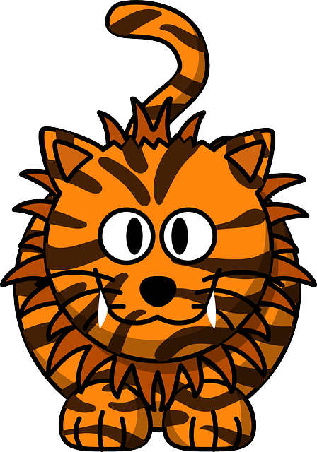 Cat, Tiger, Animal, Cute, Hybrid, Liger, Lion, Orange - Custom Cartoon Liger Shower Curtain (448x640)