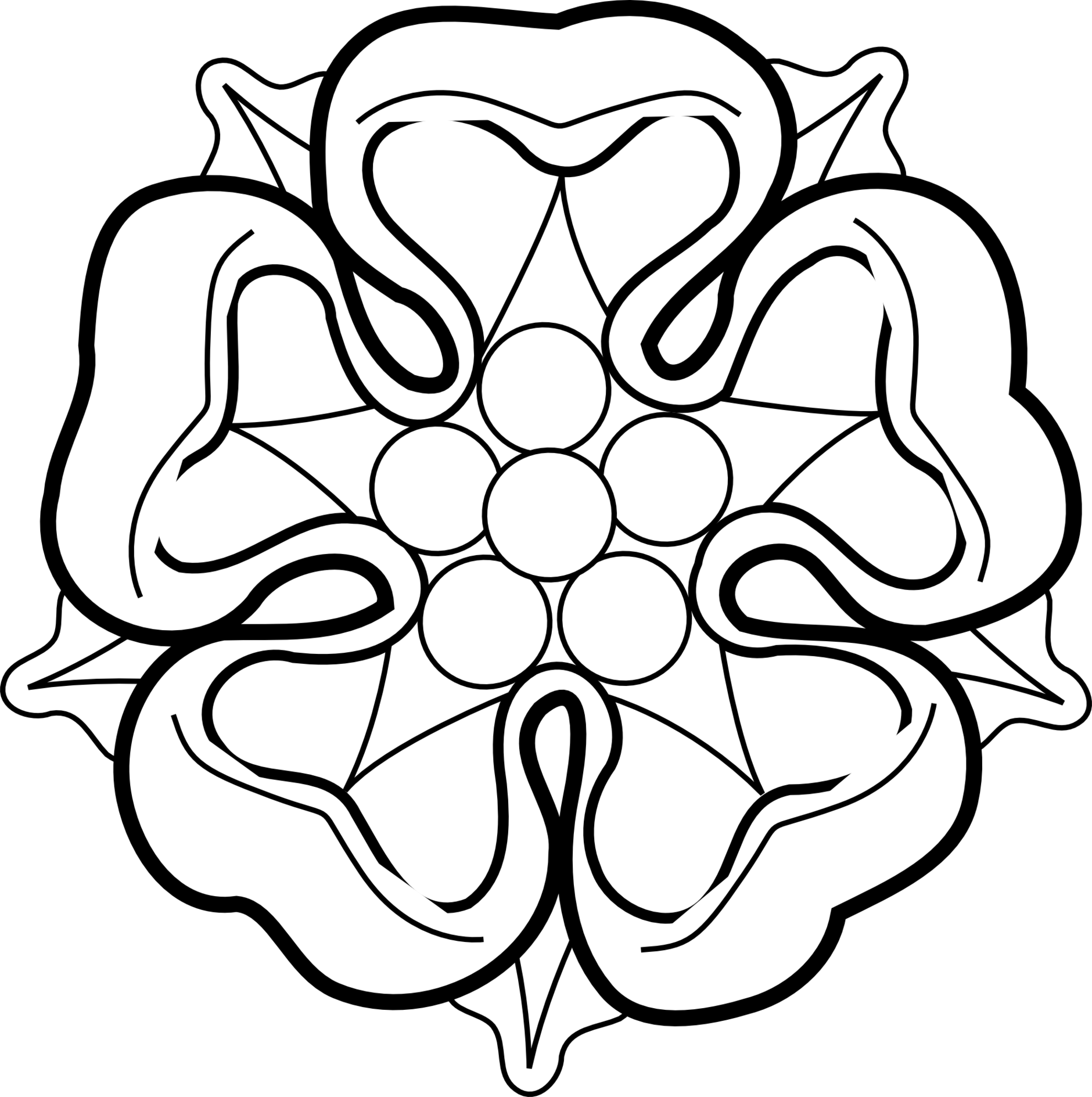 Roses Clip Art - Yorkshire Rose Black And White (1880x1889)