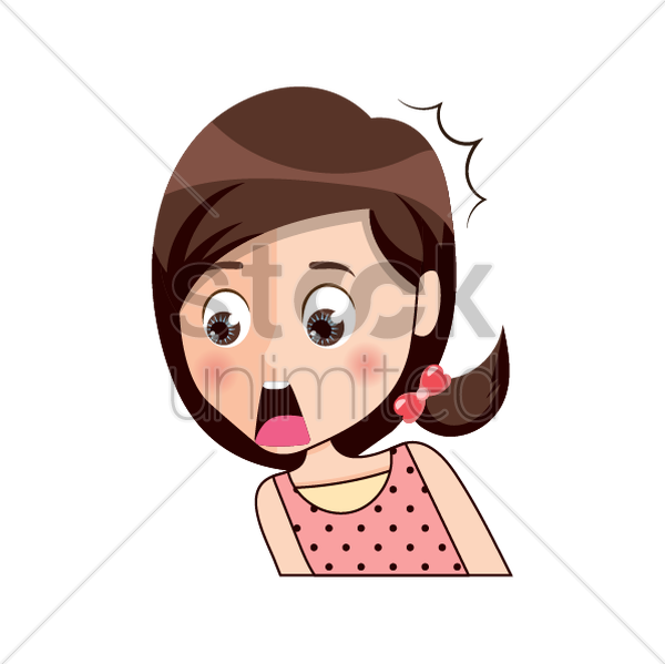 Cartoon Girl Shocked Vector Image - Girl (600x599)