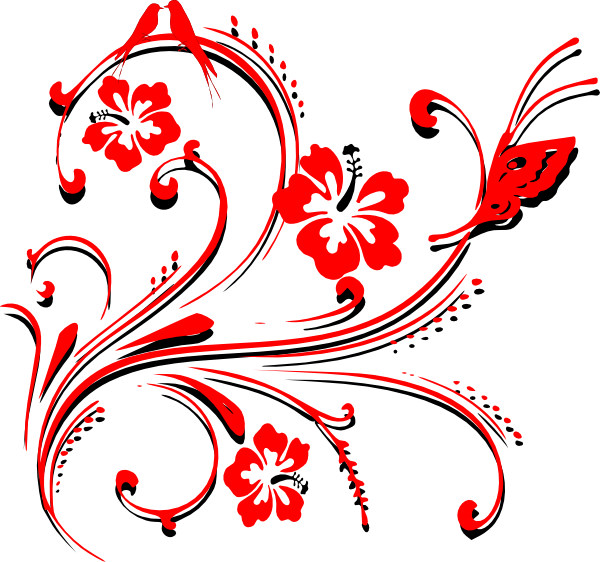 Butterfly Scroll Clip Art - Clip Art Png Bunga (600x562)