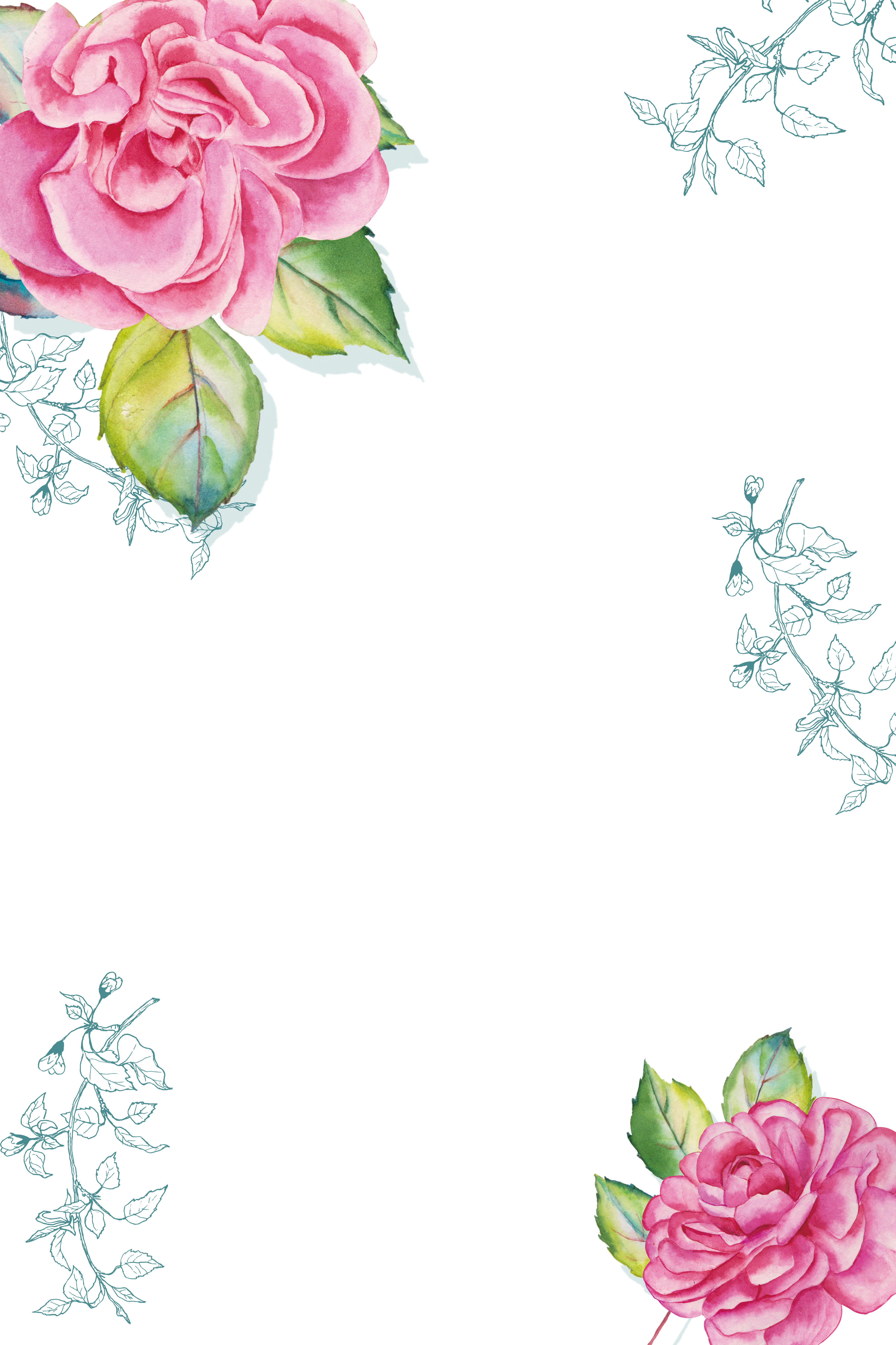 Watercolor Painting Poster Download - Watercolor Transparent Flower Border (3543x5315)