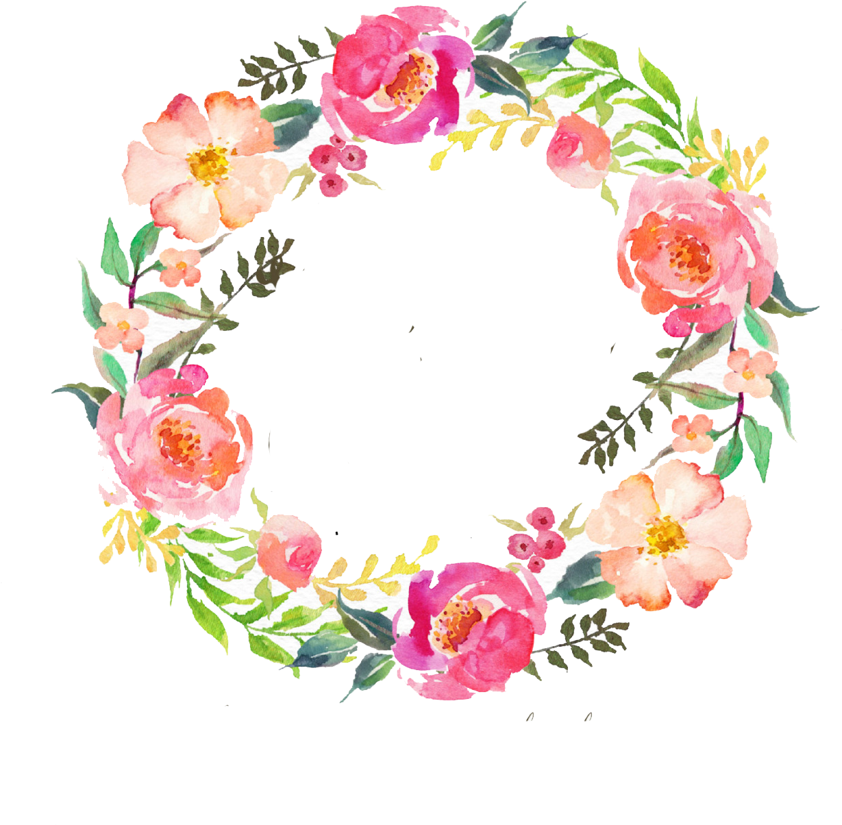 Watercolour Flowers Wreath Watercolor Painting Garland - Water Color Flowers Wreath (1280x1280)