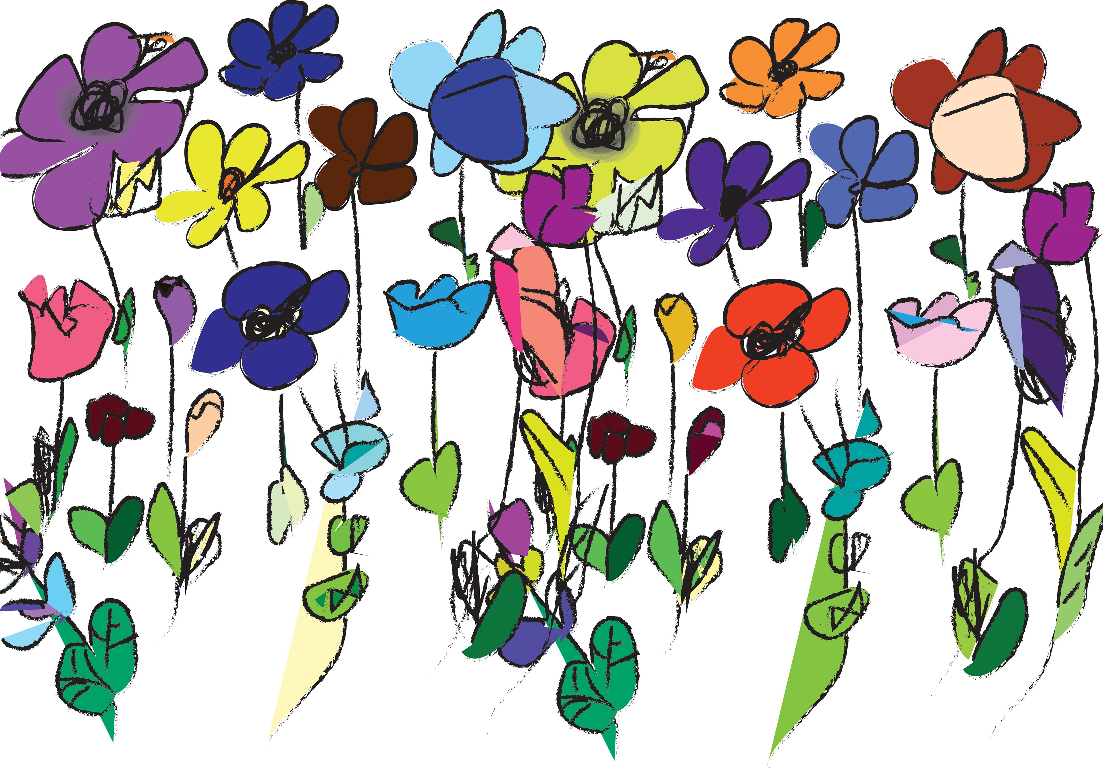 This Was My First Project Creating Vector Art In Adobe - Wimsical Flowers (3840x2674)