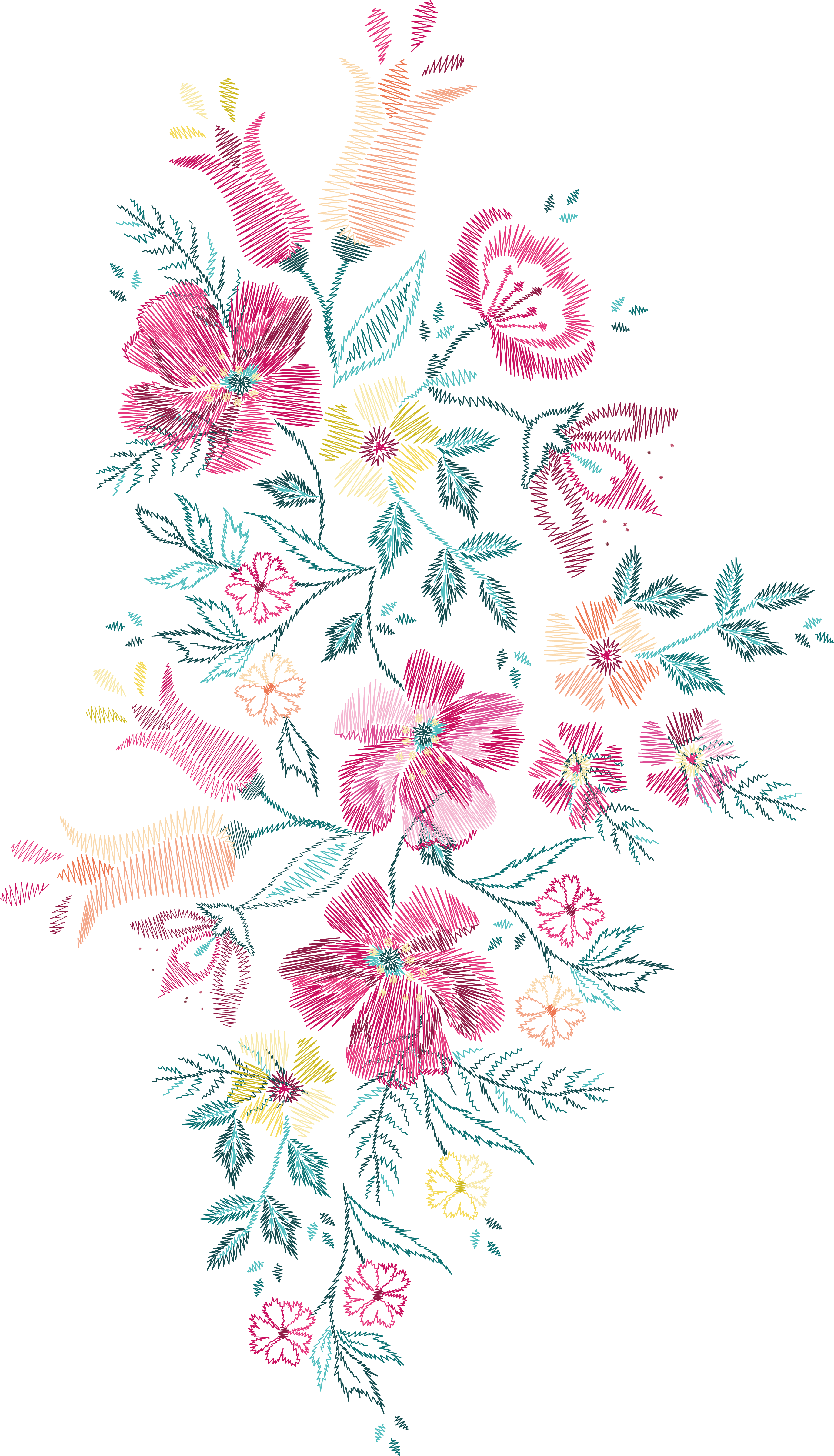 Flower Embroidery Euclidean Vector Floral Design - Flower Embroidery Png (2752x4804)
