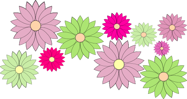 White Flower Green Center Clipart Png - Clip Art Flower Chain (600x317)
