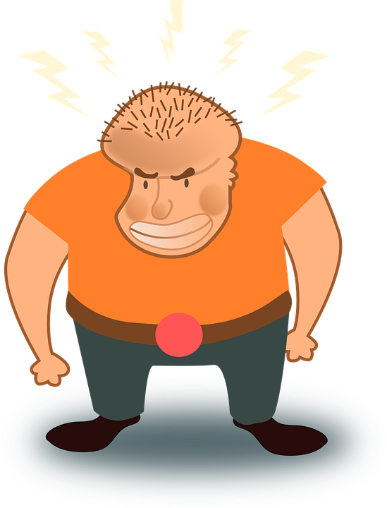 Man, Angry, Cartoon, Belt, Hunched - Cartoon (549x720)