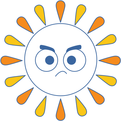 Summer Sun Angry Kawaii Character - Today Weather In Myanmar (550x550)