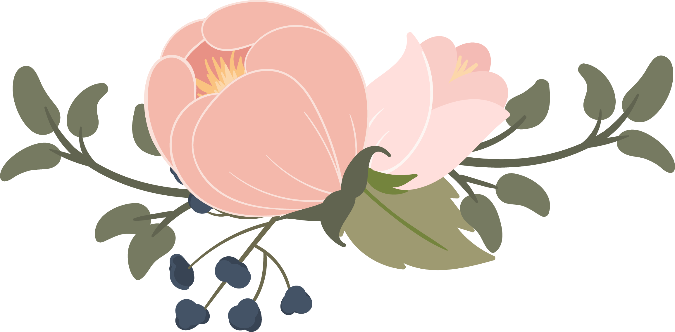 Flowers Scalable Vector Graphics Watercolor Painting - Blush And Navy Flower Png (2308x1137)
