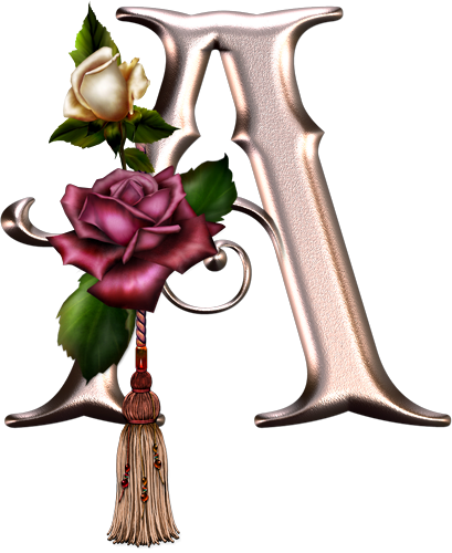 Alphabet Pink With Roses - Alphabet (409x500)