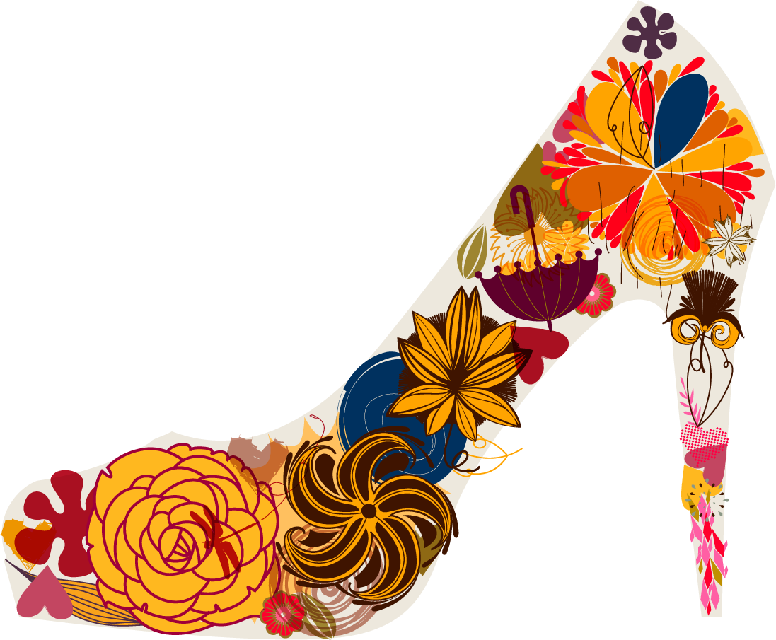 High Heeled Footwear Shoe Clip Art - Creative Unique Flower High Heel Print Shower Curtain (1097x905)