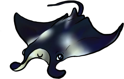 Manta Ray - Cute Manta Ray Cartoon (571x378)
