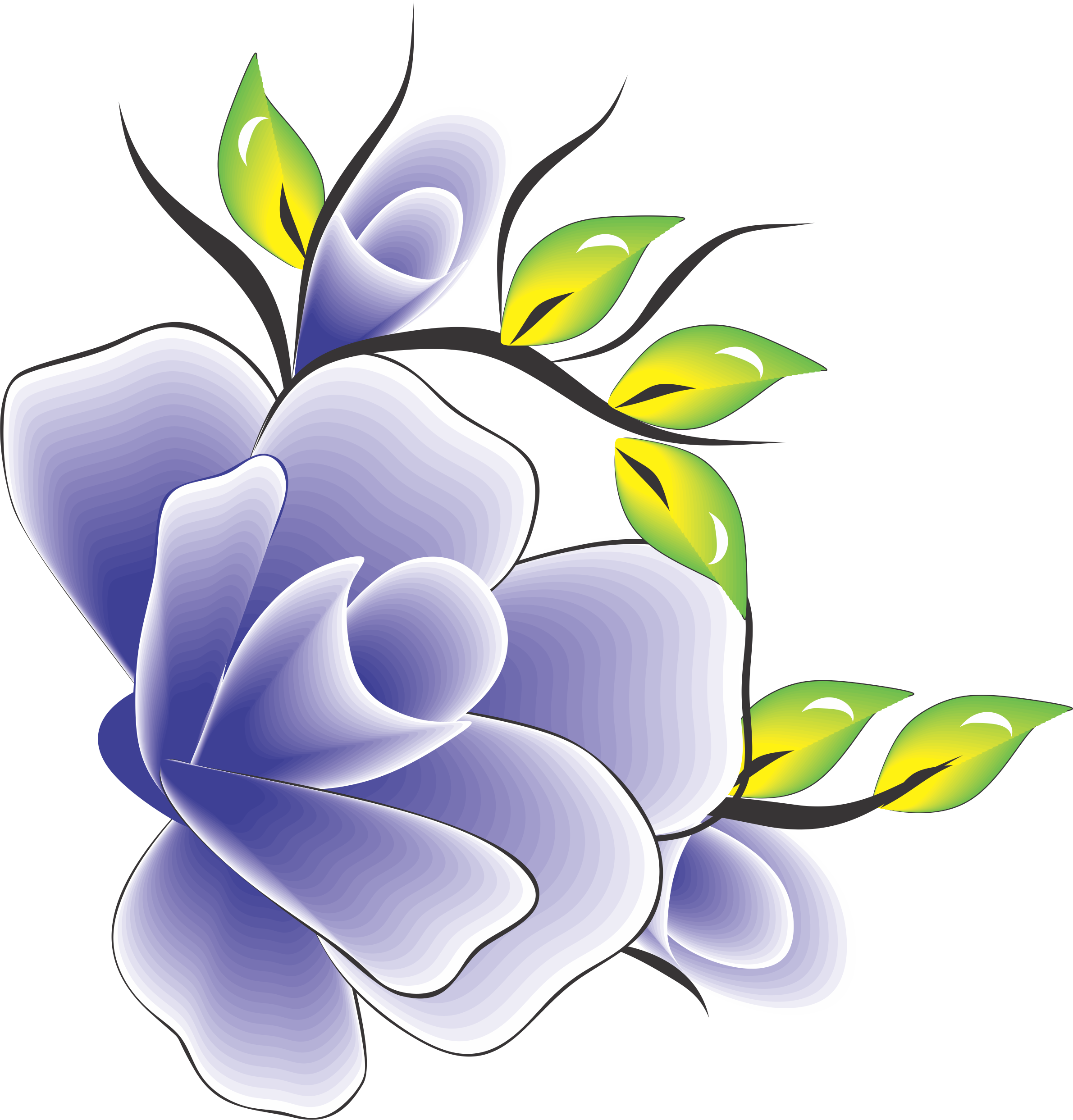 Flor Rocha Com Amarelo E Verde Para Adesivo De Unha - Desenho De Flores Artesanal (2381x2486)