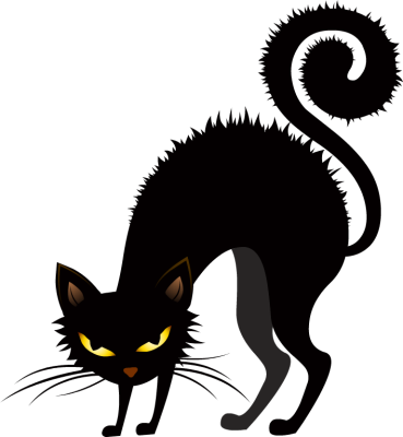 Fotor Halloween Clip Art - Scary Black Halloween Cat (369x400)