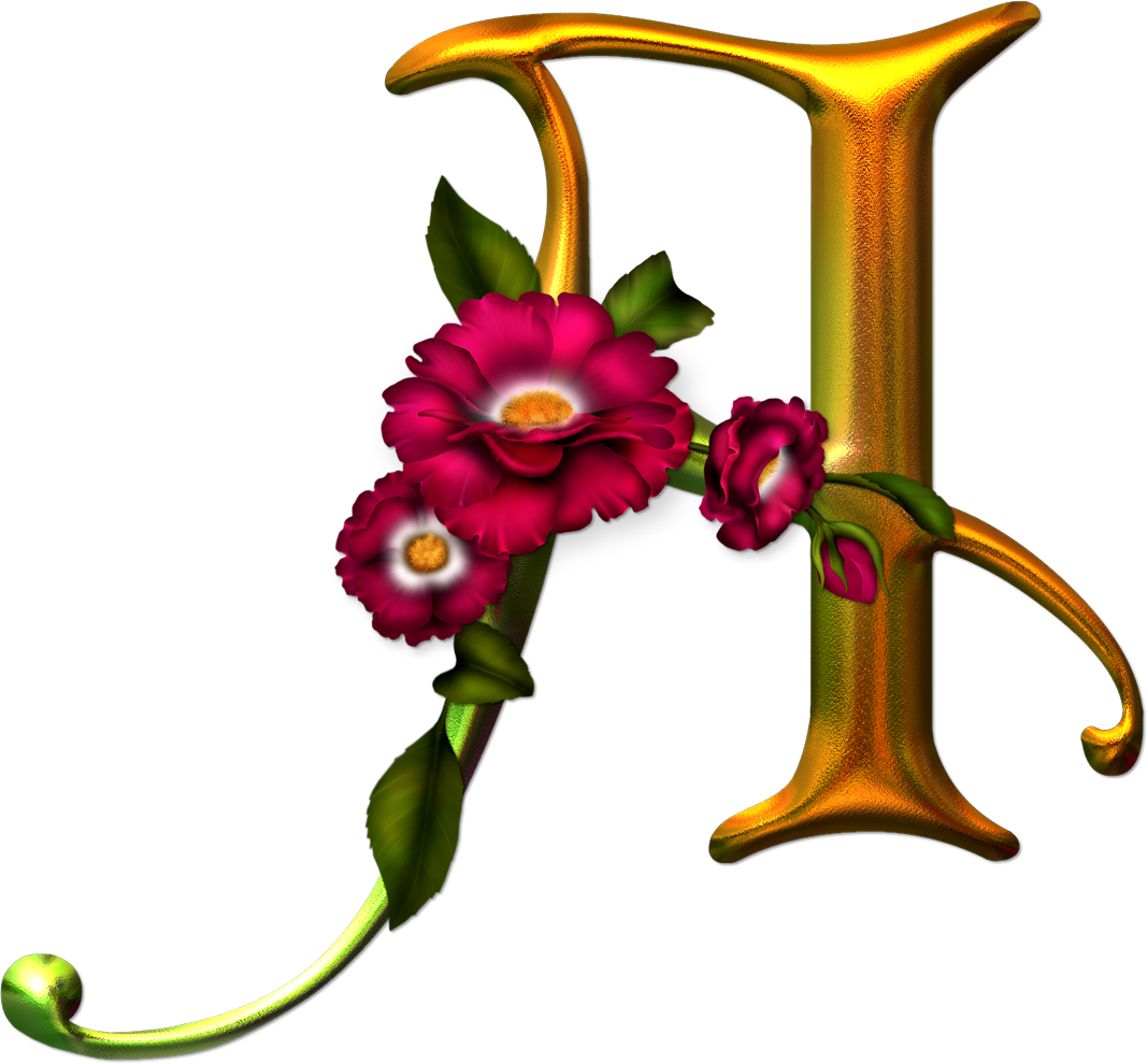 Clip Art - Letras Con Adornos De Rosas (1068x990)