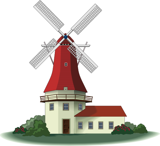 Drawing Windmill Of Holland (555x507)