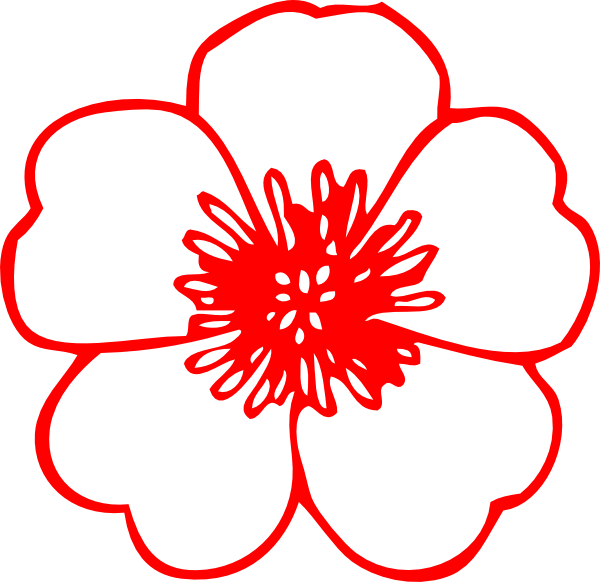 Red Buttercup Flower Clip Art At Clker - Flower Clip Art Free (600x582)