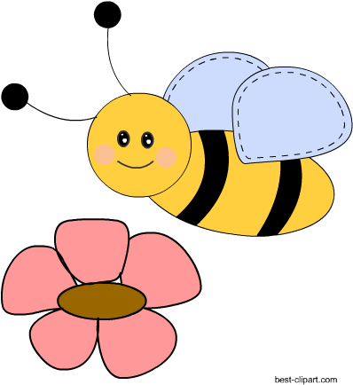 Free Bee And Flowers Clip Art - Honey Bee (450x450)