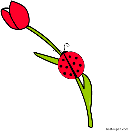Ladybug On A Flower Free Clip Art Image - Clip Art (450x450)
