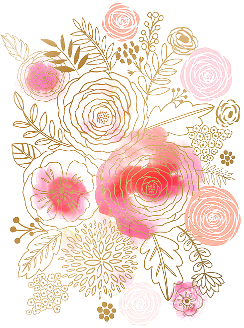 Flower Watercolor Painting Floral Design Pink - Rose Gold Floral Background (500x700)