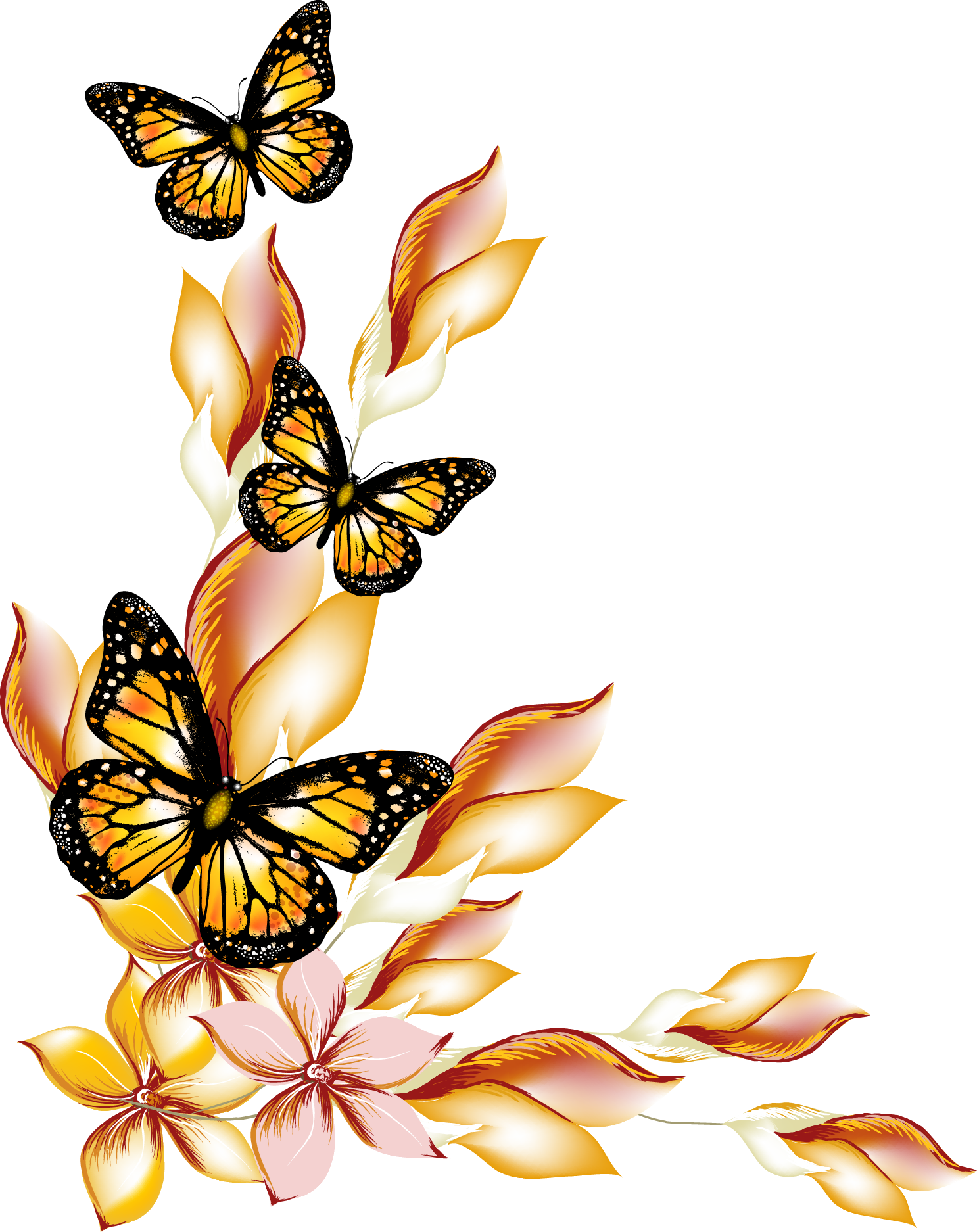 Flowers And Butterflies Borders Vector - Border Design Flowers And Butterfly (1486x1874)