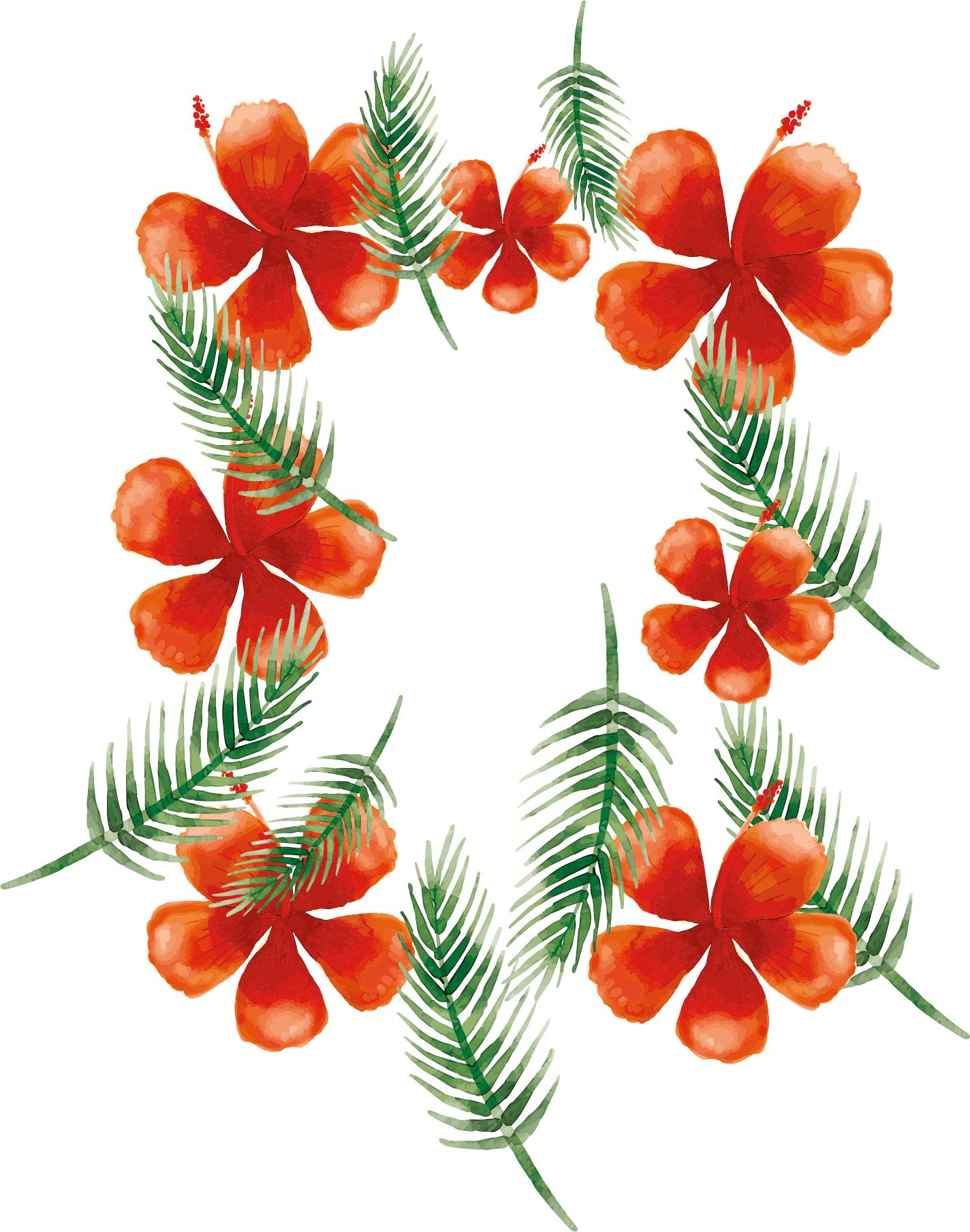 Red Watercolor Flower Border - Watercolor Painting (1424x1808)