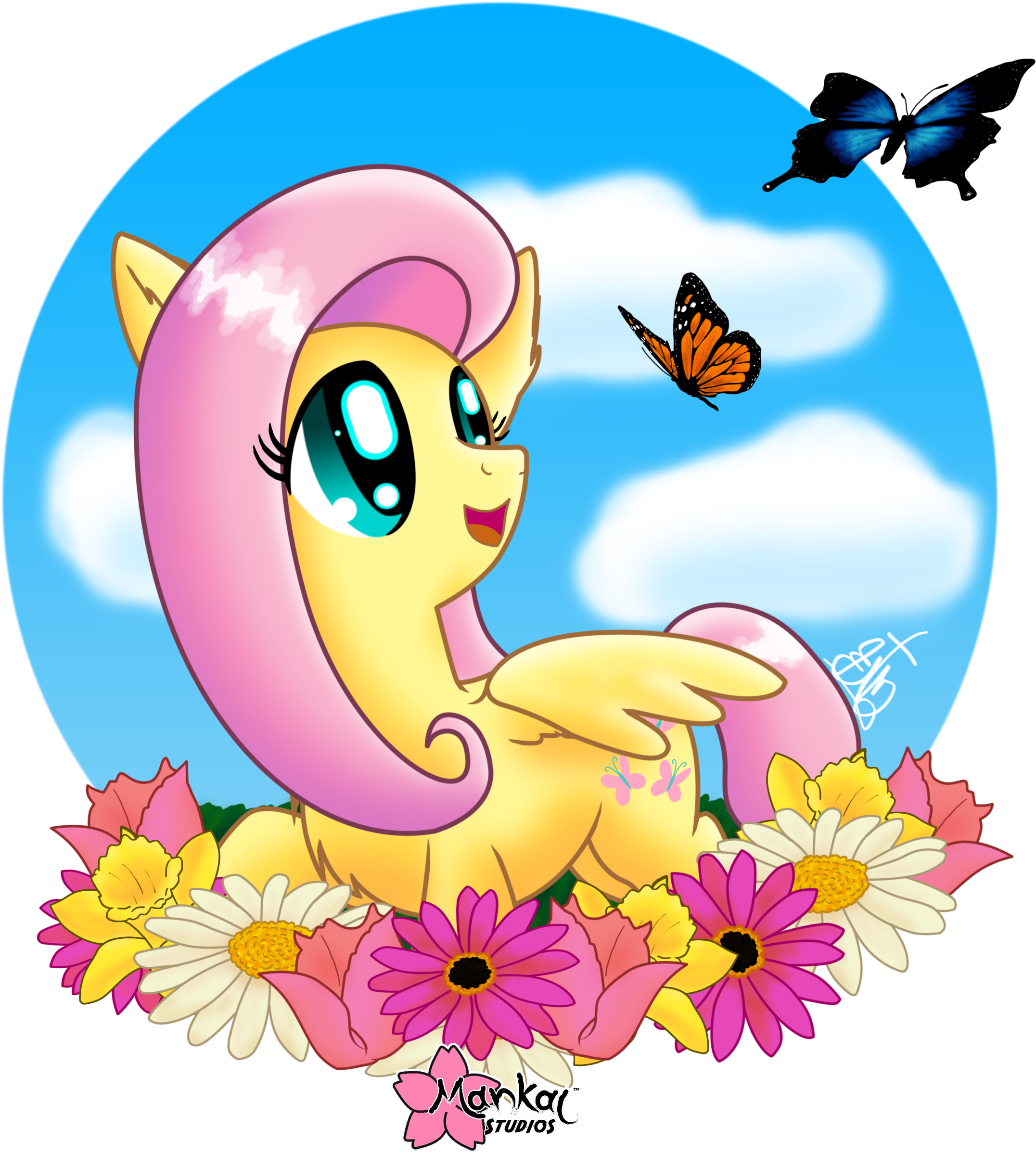 Clouddg, Butterfly, Flower, Fluttershy, Safe, Solo - Clouddg, Butterfly, Flower, Fluttershy, Safe, Solo (3300x2550)