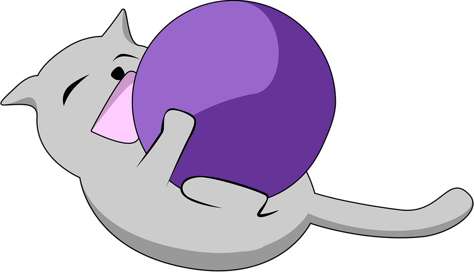 Purple Cartoon Cat 3, Buy Clip Art - Кот С Клубком Png (960x551)
