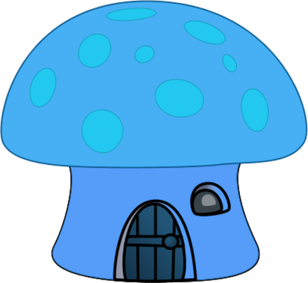 Orange Mushroom House Vector Clip Art - Blue Mushroom House Png (600x551)