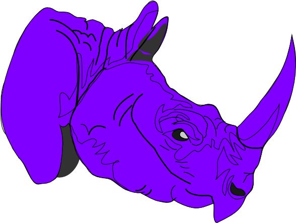 Purple Regents Rhino Clip Art - Purple Rhinoceros (600x456)