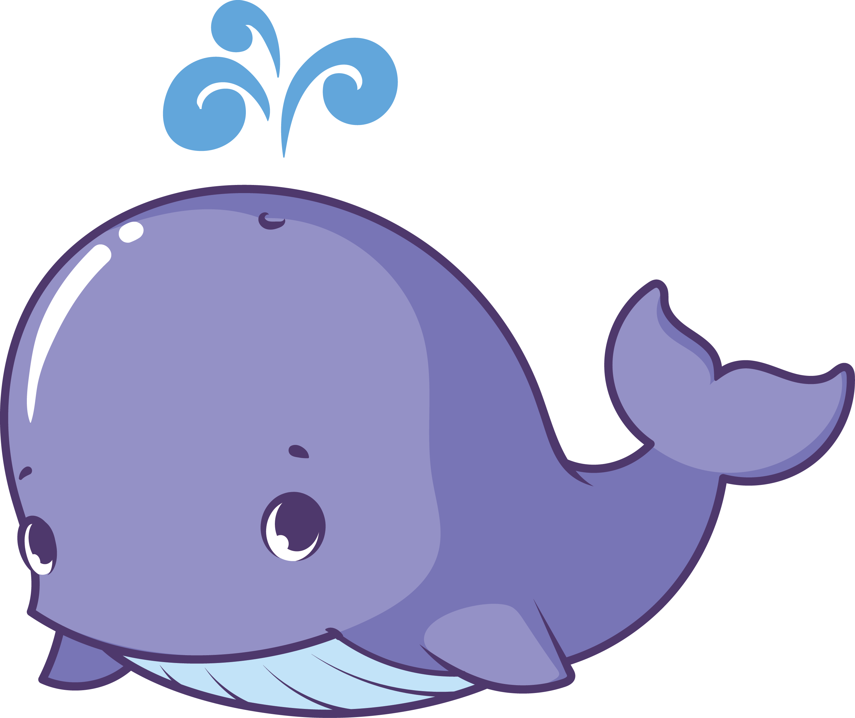 Whale Cartoon Illustration - Purple Cartoon Whale (2737x2298)