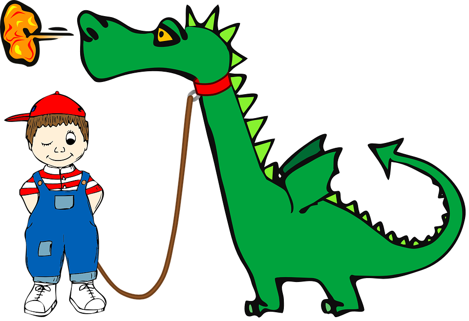 Cartoon Dragons 16, Buy Clip Art - Dragon On A Leash (960x658)