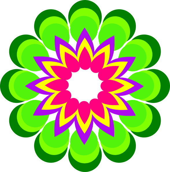 Geometric Flower Multicolor Clip Art At Clker - Multi Color Clip Art (588x597)