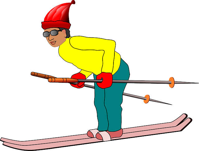 Skier, Person, Cartoon, Club, Ski, Hat, Sports - Free Clipart Ski (640x487)