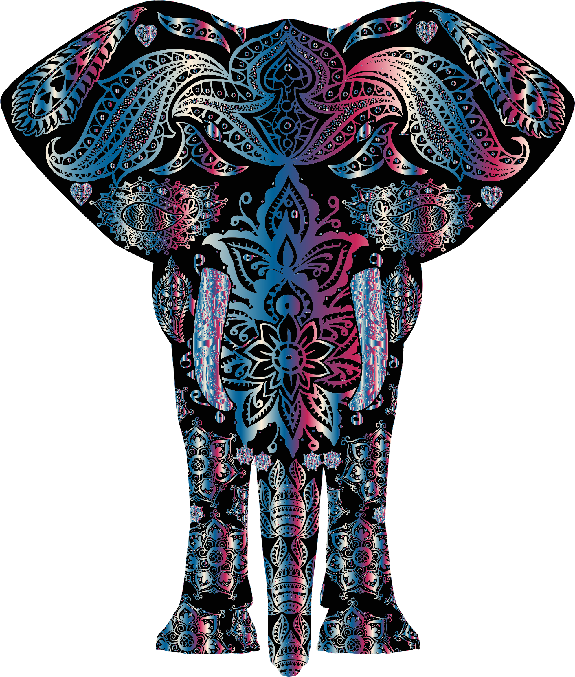 Floral Pattern Elephant - Colorful Elephant (1987x2339)