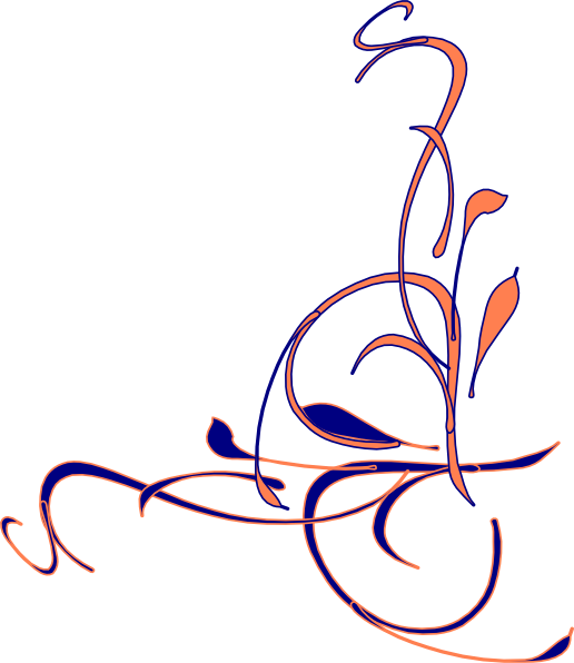 Floral - Navy And Coral Flower Clip Art (516x596)