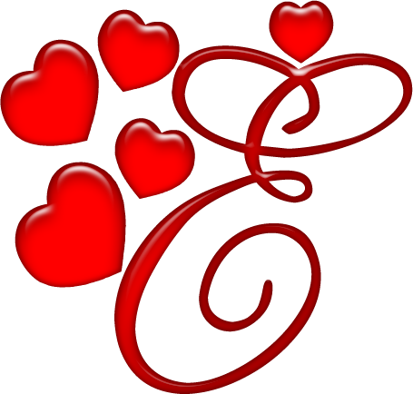 Alfabeto Decorativo Coração Png - Letra E Com Corações (455x434)