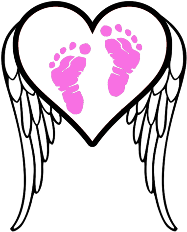 Pregnancy And Infant Loss Awareness Footprints - Angel Wings Silhouette (387x480)