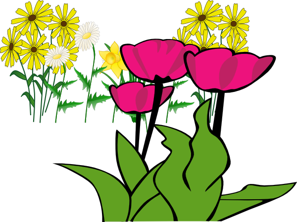 Some Flowers Clip Art At Clker Vector Clip Art Online, - Bed Of Flowers Clip Art (600x449)