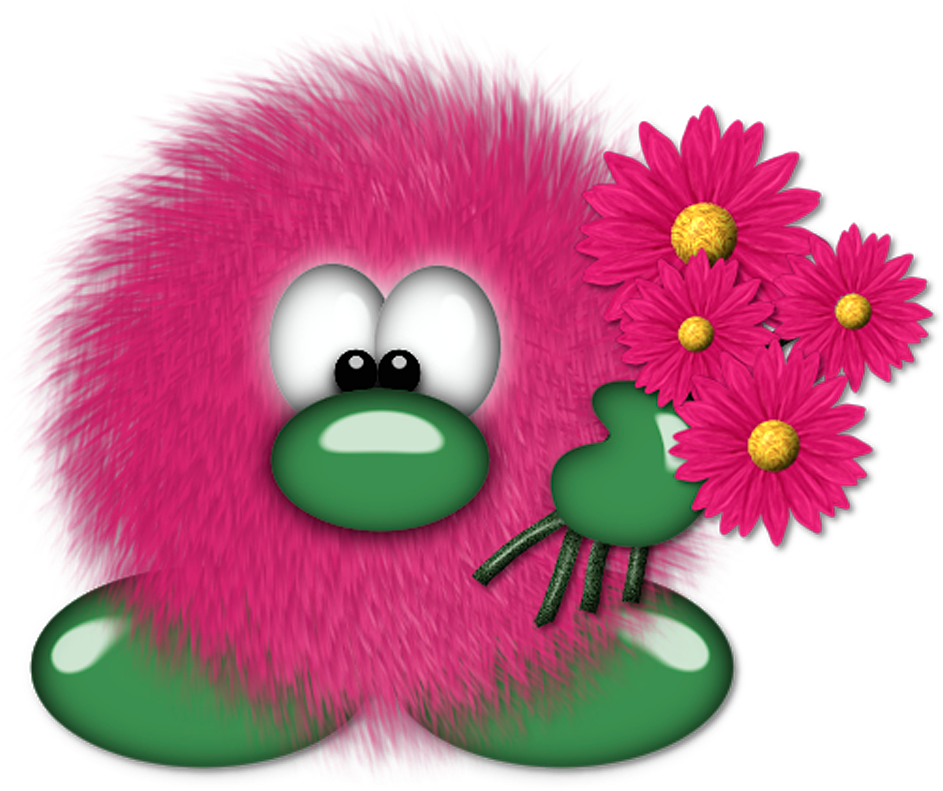 Fuzzy With Flowers - Smiley (1082x844)