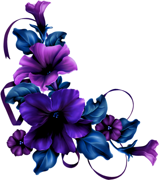 Paper Flower Rose Clip Art - Blue Violet Flower Border (531x600)