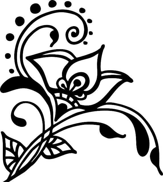 Silhouette Flower, Henna, Vines, Swirl, Artwork, Silhouette - Henna Silhouette (573x640)